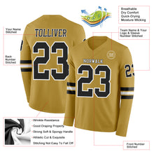 Charger l&#39;image dans la galerie, Custom Old Gold Black-White Long Sleeve Authentic Football Jersey
