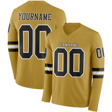 Charger l&#39;image dans la galerie, Custom Old Gold Black-White Long Sleeve Authentic Football Jersey
