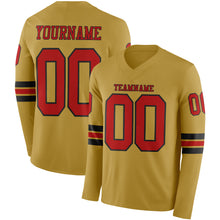 Charger l&#39;image dans la galerie, Custom Old Gold Red-Black Long Sleeve Authentic Football Jersey
