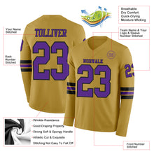 Charger l&#39;image dans la galerie, Custom Old Gold Purple-Black Long Sleeve Authentic Football Jersey
