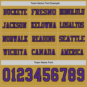 Custom Old Gold Purple-Black Long Sleeve Authentic Football Jersey