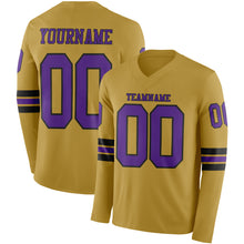 Charger l&#39;image dans la galerie, Custom Old Gold Purple-Black Long Sleeve Authentic Football Jersey
