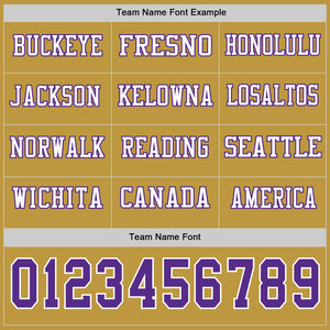 Custom Old Gold Purple-White Long Sleeve Authentic Football Jersey