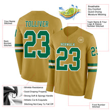 Charger l&#39;image dans la galerie, Custom Old Gold Kelly Green-White Long Sleeve Authentic Football Jersey
