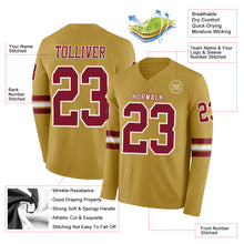 Charger l&#39;image dans la galerie, Custom Old Gold Crimson-White Long Sleeve Authentic Football Jersey
