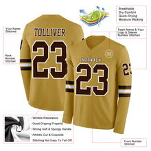 Charger l&#39;image dans la galerie, Custom Old Gold Brown-White Long Sleeve Authentic Football Jersey
