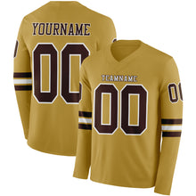 Charger l&#39;image dans la galerie, Custom Old Gold Brown-White Long Sleeve Authentic Football Jersey
