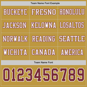 Custom Old Gold Burgundy-White Long Sleeve Authentic Football Jersey