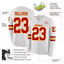 Charger l&#39;image dans la galerie, Custom White Red-Gold Long Sleeve Authentic Football Jersey

