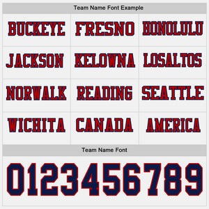 Custom White Navy-Red Long Sleeve Authentic Football Jersey