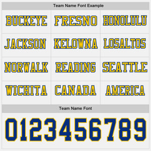 Custom White Royal-Yellow Long Sleeve Authentic Football Jersey
