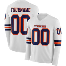Charger l&#39;image dans la galerie, Custom White Navy-Orange Long Sleeve Authentic Football Jersey
