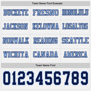 Custom White Navy-Light Blue Long Sleeve Authentic Football Jersey