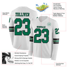 Charger l&#39;image dans la galerie, Custom White Kelly Green-Black Long Sleeve Authentic Football Jersey
