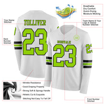 Charger l&#39;image dans la galerie, Custom White Neon Green-Black Long Sleeve Authentic Football Jersey
