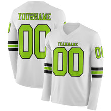 Charger l&#39;image dans la galerie, Custom White Neon Green-Black Long Sleeve Authentic Football Jersey
