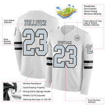 Charger l&#39;image dans la galerie, Custom White Silver-Black Long Sleeve Authentic Football Jersey
