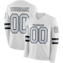 Charger l&#39;image dans la galerie, Custom White Silver-Black Long Sleeve Authentic Football Jersey
