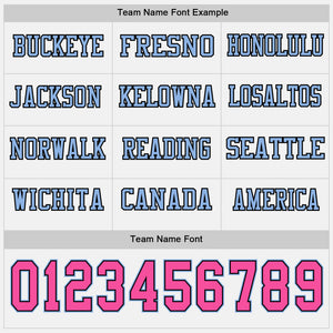 Custom White Pink Black-Light Blue Long Sleeve Authentic Football Jersey