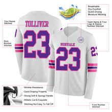 Charger l&#39;image dans la galerie, Custom White Purple-Pink Long Sleeve Authentic Football Jersey
