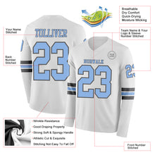 Charger l&#39;image dans la galerie, Custom White Light Blue-Steel Gray Long Sleeve Authentic Football Jersey
