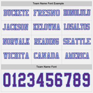Custom White Purple-Light Blue Long Sleeve Authentic Football Jersey