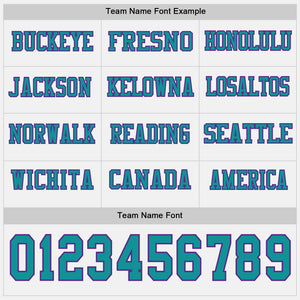 Custom White Teal-Purple Long Sleeve Authentic Football Jersey
