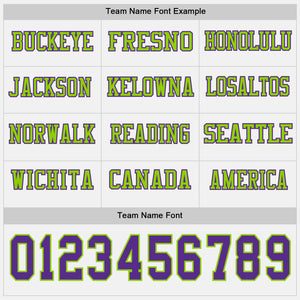 Custom White Purple-Neon Green Long Sleeve Authentic Football Jersey