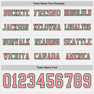 Custom White Medium Pink-Green Long Sleeve Authentic Football Jersey