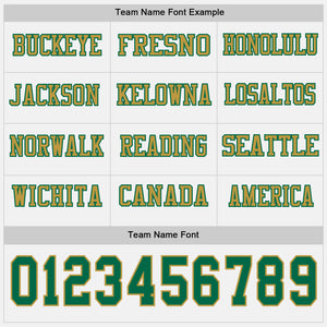 Custom White Kelly Green-Old Gold Long Sleeve Authentic Football Jersey