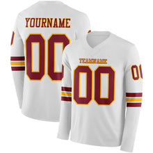 Charger l&#39;image dans la galerie, Custom White Crimson-Gold Long Sleeve Authentic Football Jersey

