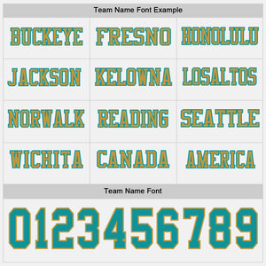Custom White Teal-Old Gold Long Sleeve Authentic Football Jersey