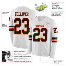 Charger l&#39;image dans la galerie, Custom White Brown-Orange Long Sleeve Authentic Football Jersey
