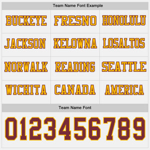 Custom White Burgundy-Gold Long Sleeve Authentic Football Jersey