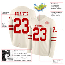 Charger l&#39;image dans la galerie, Custom Cream Red Long Sleeve Authentic Football Jersey
