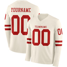 Charger l&#39;image dans la galerie, Custom Cream Red Long Sleeve Authentic Football Jersey
