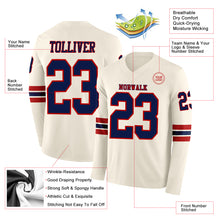 Загрузить изображение в средство просмотра галереи, Custom Cream Navy-Red Long Sleeve Authentic Football Jersey
