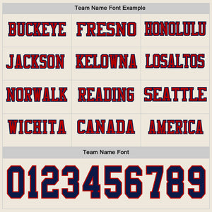 Custom Cream Navy-Red Long Sleeve Authentic Football Jersey