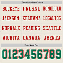 Load image into Gallery viewer, Custom Cream Kelly Green-Red Long Sleeve Authentic Football Jersey
