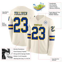 Загрузить изображение в средство просмотра галереи, Custom Cream Royal-Yellow Long Sleeve Authentic Football Jersey
