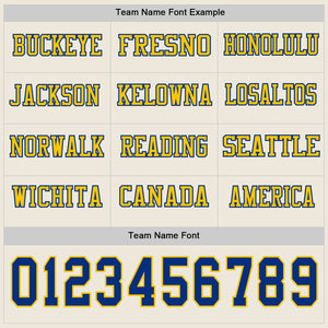Custom Cream Royal-Yellow Long Sleeve Authentic Football Jersey