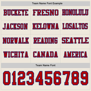 Custom Cream Red-Royal Long Sleeve Authentic Football Jersey