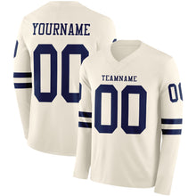 Charger l&#39;image dans la galerie, Custom Cream Navy Long Sleeve Authentic Football Jersey
