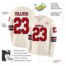Charger l&#39;image dans la galerie, Custom Cream Red-Navy Long Sleeve Authentic Football Jersey
