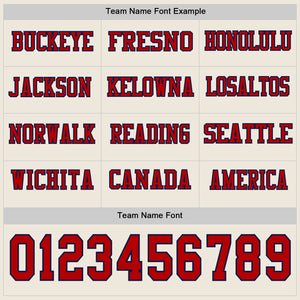 Custom Cream Red-Navy Long Sleeve Authentic Football Jersey