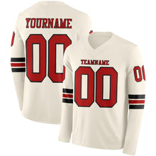 Charger l&#39;image dans la galerie, Custom Cream Red-Black Long Sleeve Authentic Football Jersey
