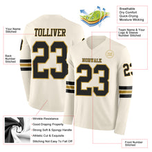 Charger l&#39;image dans la galerie, Custom Cream Black-Old Gold Long Sleeve Authentic Football Jersey
