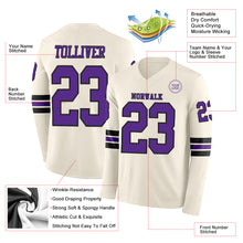 Charger l&#39;image dans la galerie, Custom Cream Purple-Black Long Sleeve Authentic Football Jersey
