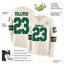 Charger l&#39;image dans la galerie, Custom Cream Kelly Green-Black Long Sleeve Authentic Football Jersey
