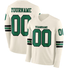 Charger l&#39;image dans la galerie, Custom Cream Kelly Green-Black Long Sleeve Authentic Football Jersey
